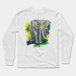 Elephant on skateboard with party glasses on the beach Long Sleeve T-Shirt